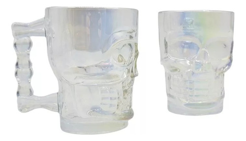 Vaso Cervecero Calavera 500 Ml X 2 Unidades Tornasol