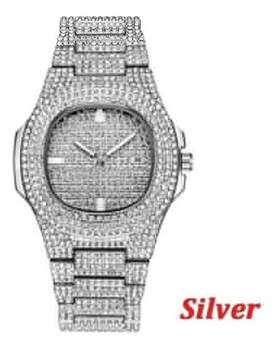 Moda Iced Out Reloj Hombres Diamante Acero Reloj