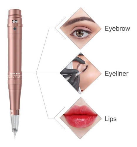 Máquina tudo-em-um para bordar tatuagens e sobrancelhas cor-de-rosa