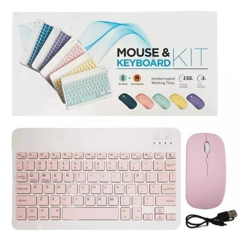 Kit Teclado Recargable + Mouse Bluetooth Inalambrico Aqua Aqua
