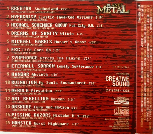 Imagem 2 de 2 de Cd Planet Metal Volume 6 Ed Br 99 Comp Heavy Death