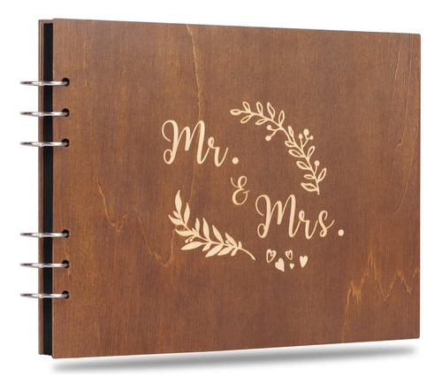 ~? Creawoo 11 Mr&mrs Wooden Guest Book Album Memory Keepsake