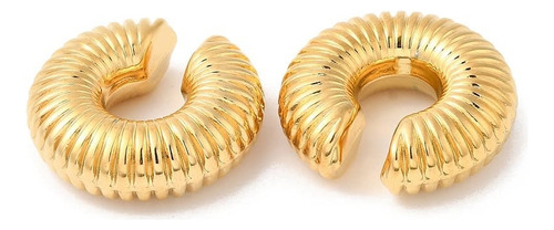 Ear Cuff Aros Solitarios Chunky Baño Oro Platino Mujer