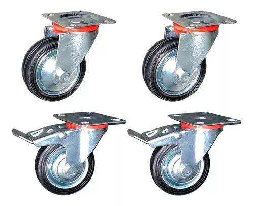 4 ruedas giratorias con freno Ruedas giratorias de goma de 50 mm
