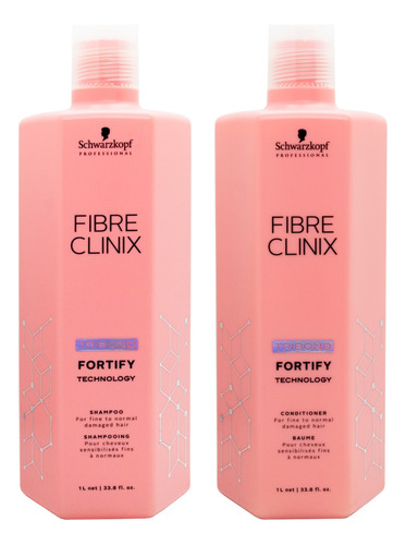 Schwarzkopf Fibre Clinix Fortify Shampoo + Enjuague 1lt 3c