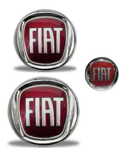 Kit Emblemas Fiat Vermelho Stilo Grade Mala E Chave Canivete