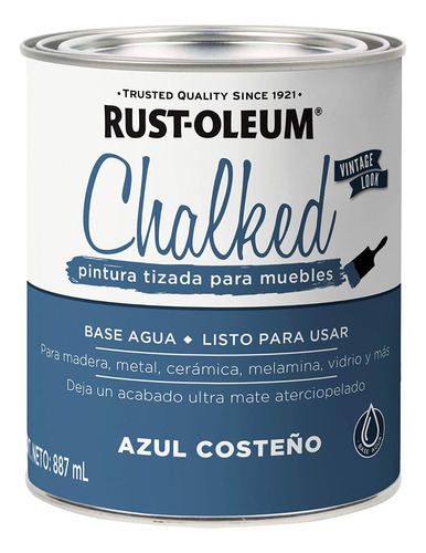 Pintura Esmalte Rust-oleum 0.9 Lt Chalk Azul Costeño Tizada