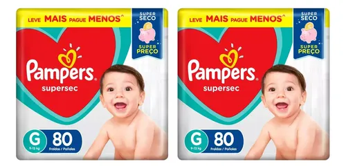 Kit 2 Fraldas Pampers Supersec Tam G 80 Un