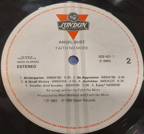 Faith No More - Angel Dust Lp Brasil 1ra Edicion Pearl Jam Brasil1993