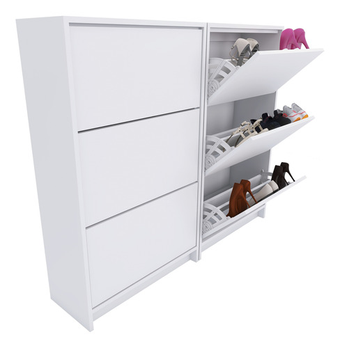 2 Sapateira Basculante 3 Portas Madeira Quarto Hall
