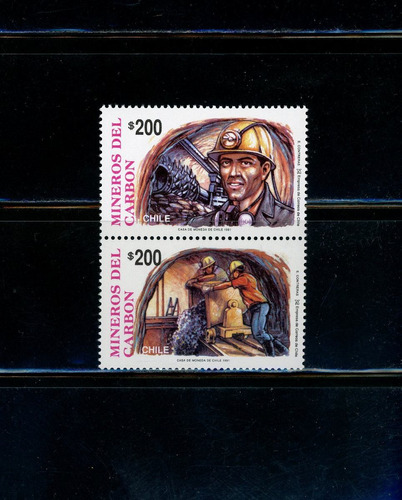 Sellos Postales De Chile. Serie Mineros Del Carbón. Año 1991