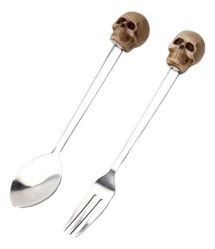 Juego De Cucharas De Tenedor De Esqueleto De Calavera De