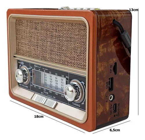 Radio Portatil AM FM Retro Vintage Parlante Bluetooth Mp3 Recargable  GENERICO