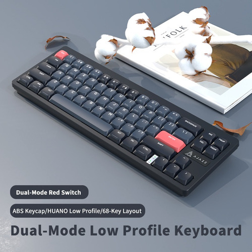 Teclado Ajazz Akl680 De Modo Dual Rojo Interruptor Corto Ina