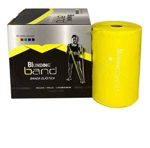 Imagen 1 de 8 de Banda Elástica Ejercicios Rollo De 45 Mts Amarillo Blunding