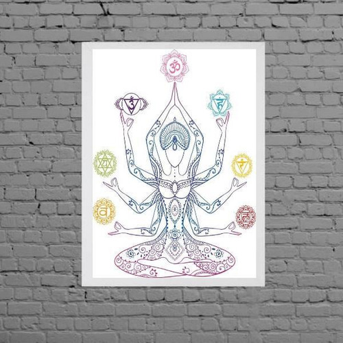 Quadro Decorativo Reiki Símbolos 45x34cm Moldura Branca