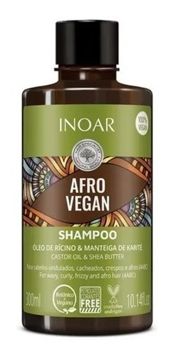 Shampoo Afro Vegan Hidratante Cabellos Rizos 300ml Inoar