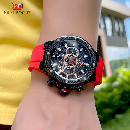 Reloj Cronógrafo De Cuarzo Luminous Mini Focus, Color De La Correa: Rojo
