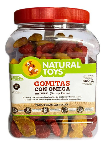 Snack Gato Y Perro Natural Toys Gomitas Con Omega  500g