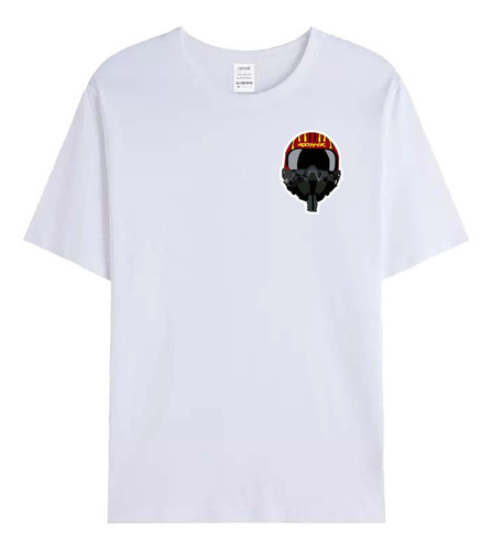 Remera Blanca De Algodón Logo Casco Piloto Carrera R3