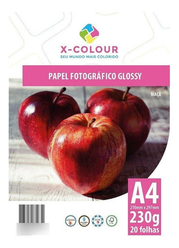 200 Folhas A4 Papel Fotográfico Glossy 230g X-colour Cor Branco