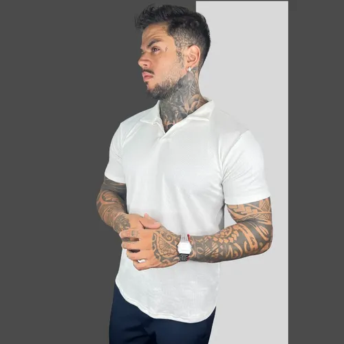 Camisa Polo Masculina Premium Gola Social Lisa Italiana Slim