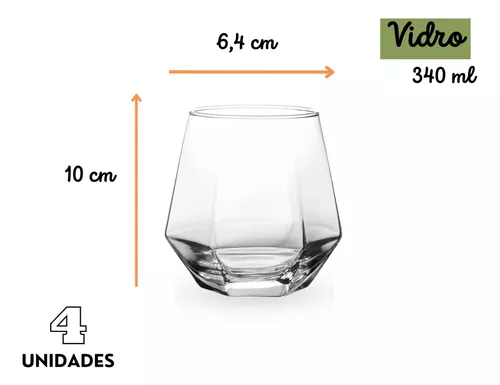 Glaver's Conjunto de 4 copos de vidro – Maçom original italiano autêntico  feito à mão – elegante conjunto de copos transparentes de 590 ml para  bebidas refrescantes e chá gelado.