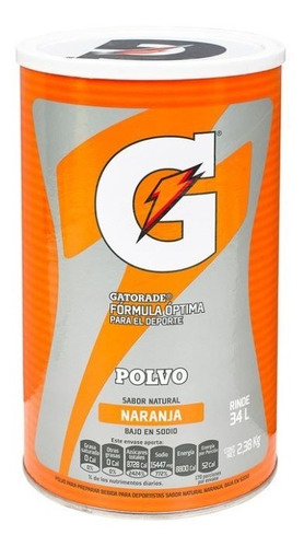 Gatorade En Polvo Rinde 34 L De 2.38 Kgs Sabor Naranja