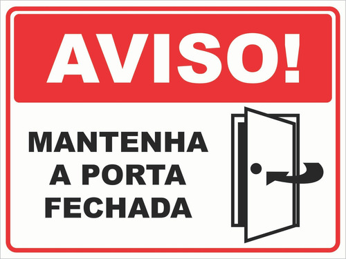 Adesivo De Sinalização Mantenha A Porta Fechada 20cmx14cm