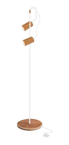 Lámpara De Pie Madera Direccional 2 Luces Led Buena Luz
