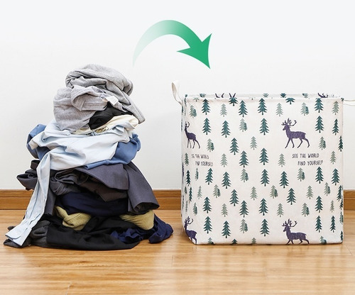 Imagen 5 de 7 de Cesto Ropa Sucia Caja De Organizador Tela Plegable