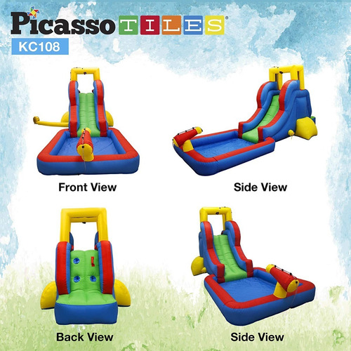 Picassotiles Kc108 Piscina Tobogan Inflable Escalador Cañon