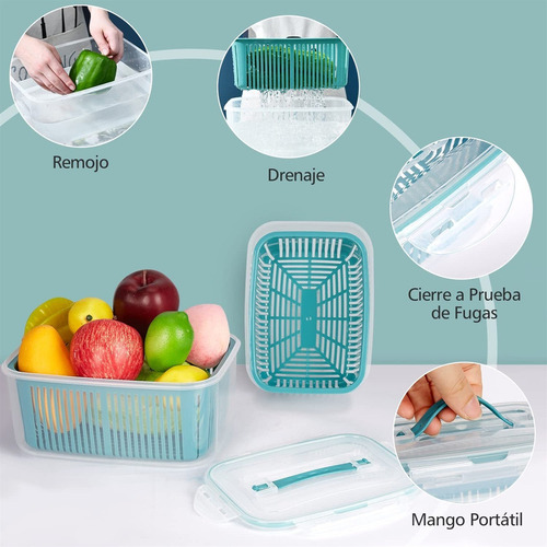 H Caja De Almacenamiento De Doble Capa Con Escurridor Y