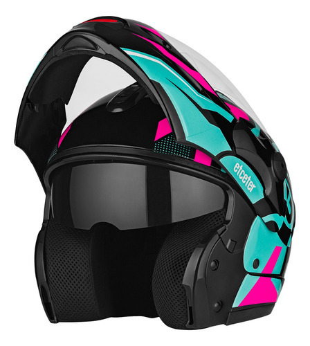 Capacete Articulado Robocop Etceter Captiva Stronger Faster Cor Azul-Rosa Tamanho do capacete 60