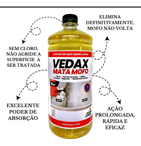 Vedax Mata Mofo 1l - Solução Anti Mofo Para Banheiro E Teto