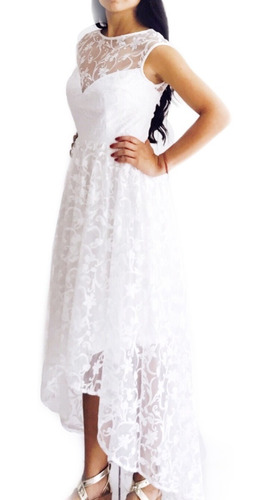 Vestido Blanco Flores Fiesta Red Carpet Gdl Oferta