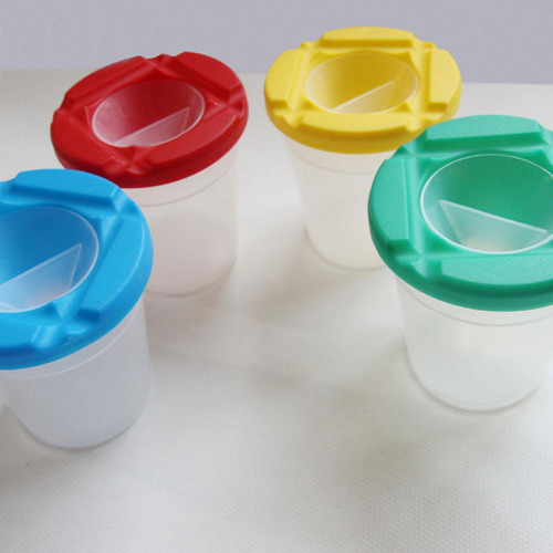 4x Vasos De Pintura Y Pinceles Para Pintar Para Niños