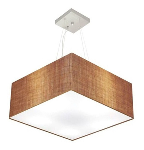 Lustre Pendente Closed Mod 4040 Cúpula Tecido 50x50x21 Palha