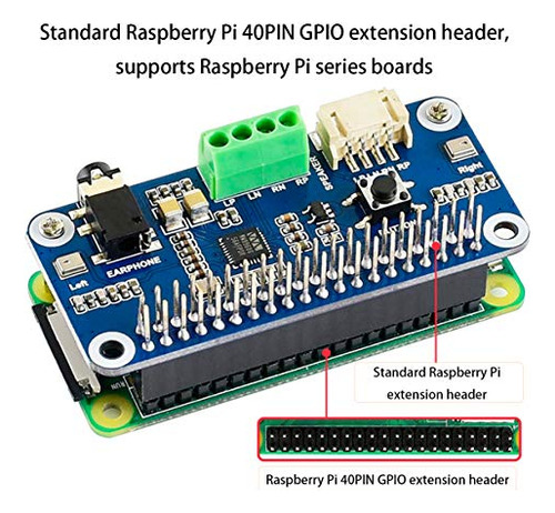 Módulo Audio Hat Para Raspberry Pi 4b/3b+/3b/2b/b+/a+/zero/z