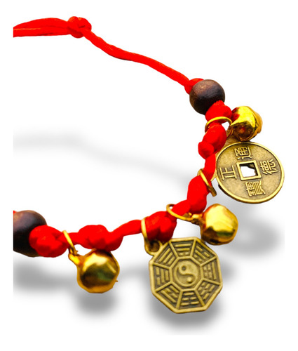 Pulsera Con Monedas Chinas Hilo Rojo Del Destino Proteccion 