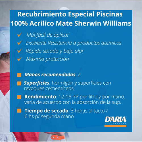 Pintura Para Piletas Piscinas Sherwin Acrilica 4 Lts Azul