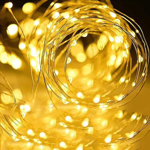 Imagen 5 de 9 de Luces Guirnalda Solar 200 Led Calidas Calido 22 Metro