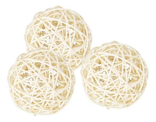 3x Bolas De Mimbre De Ratán, Adorno Artesanal, Bolas 8cm
