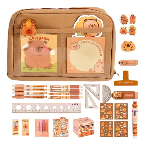 Conjunto De Papelaria Capybara Com 10 Compartimentos 2025