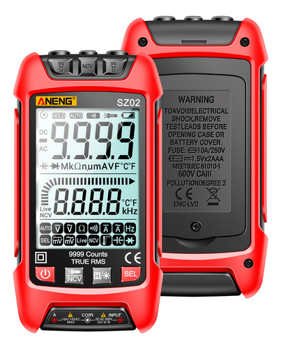 Multímetro Digital Inteligente Aneng 9999 Cuentas Ncv Tester