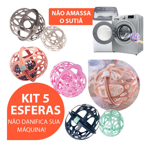 Kit C/ 5 Protetor Lava Sutiã E Roupas Finas Em Máquina