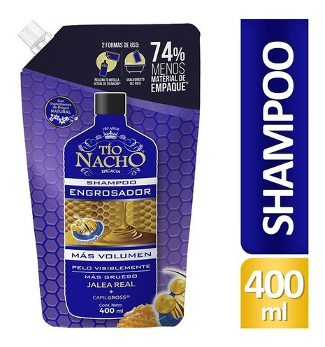 Tio Nacho Recargable Doypack Shampoo Engrosador 400ml