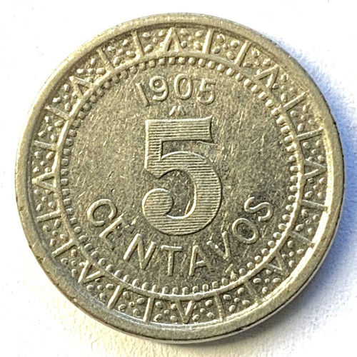 5 Centavos 1905 M   Fecha Semiclave  Excelente Condición