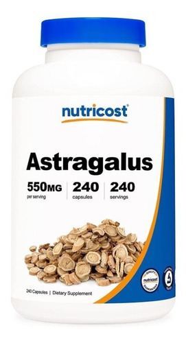 Astragalo Premium Astragalus 550mg 240 Capsulas Nutricost Or Sabor Neutro