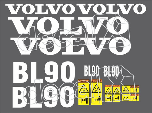 Kit De Adesivos Retroescavadeira Compatível Com Volvo Bl90 Cor ADESIVO EMBLEMA GRÁFICO BL90